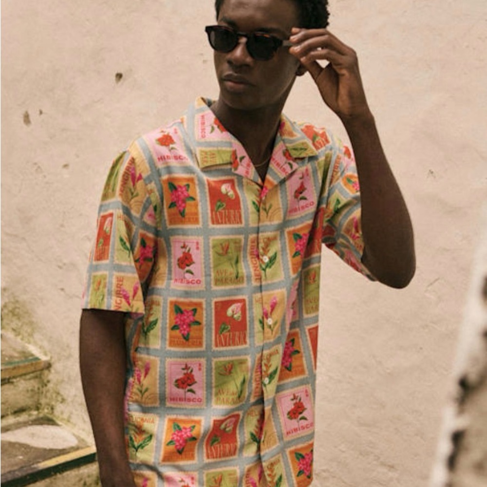 Octobre Editions Patterned Short-Sleeve Camp “Holt” Shirt